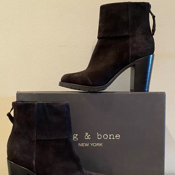 RAG & BONE NEWBURY 2.0 BLACK SUEDE CLASSIC ANKLE BOOTIES BOOTS SZ 6.5 36.5 NEW - Picture 6 of 11
